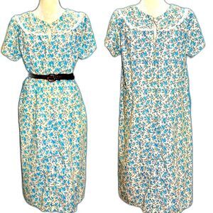 Vintage Ditsy Floral Print Cottagecore House Dress Sz M/L
